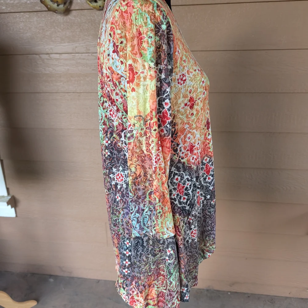 Tianello Floral Multicolor 3/4 Sleeve Top - Picture 2 of 4